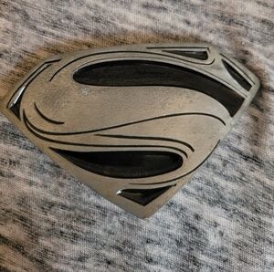 Silver and Black Superman Logo Belt Buckle
